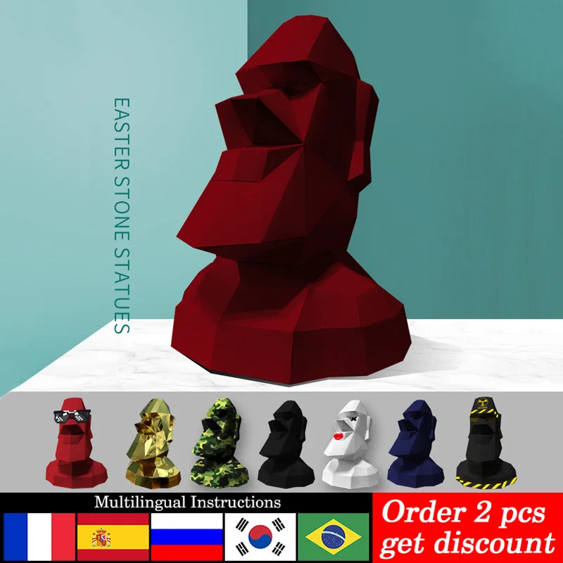 Art Craft Cardboard - Ukuran besar dekorasi Pulau Paskah Moai