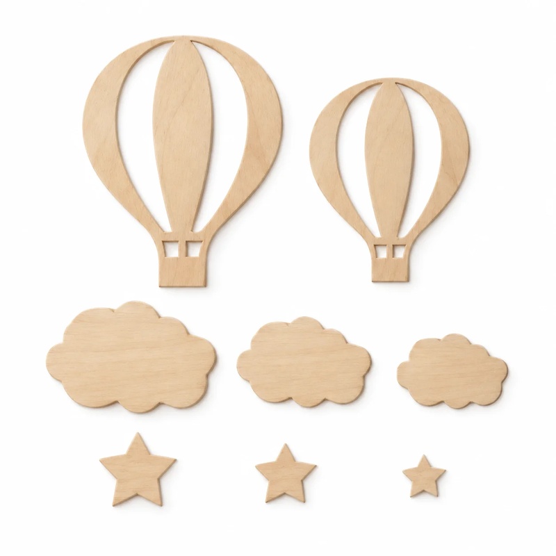 Art And Craft For Nursery - Set Dekorasi Dinding Balon Udara Kayu